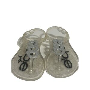 BEBE NEW LITTLE GIRLS JELLY SANDALS WITH HEART DETAIL SZ (S) 4/5
